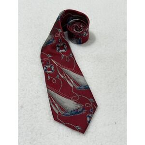 Nautica Mens‎ Silk Nautical Sailboat Life Preserver Neck Tie Red